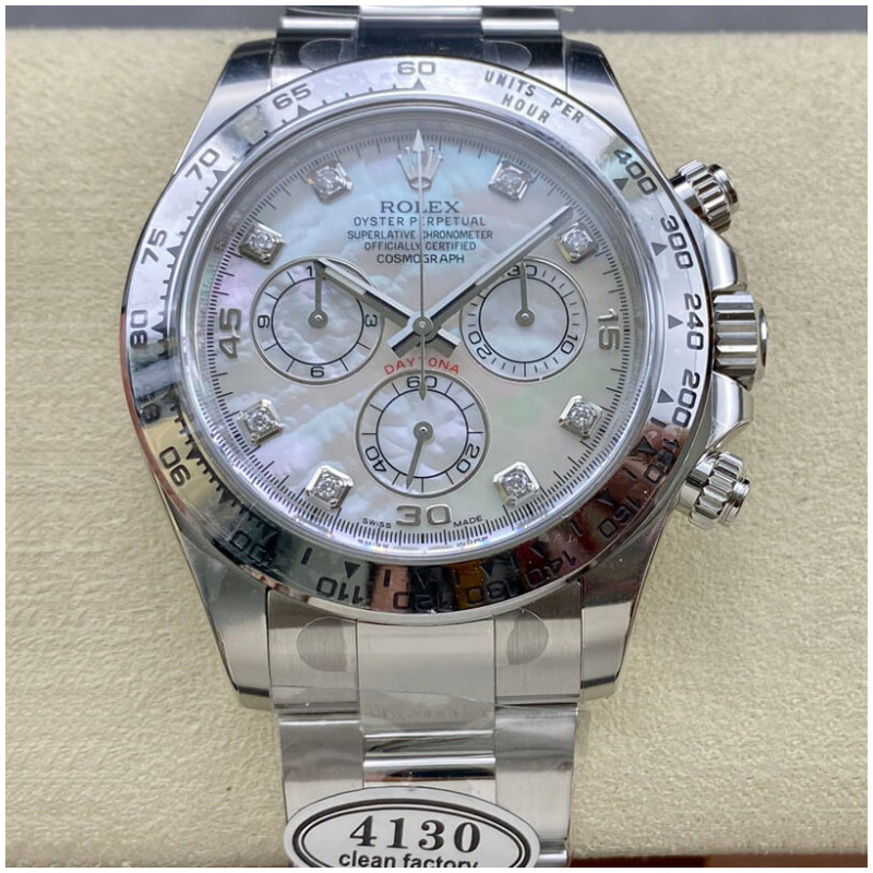 Rolex 1:1 Super Clone Daytona 40mm 116509 White Gold White Mother Of Pearl Diamond Dial