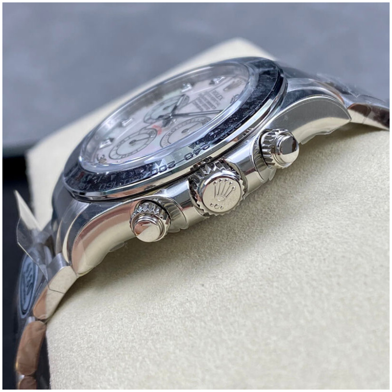 Rolex 1:1 Super Clone Daytona 40mm 116509 White Gold White Mother Of Pearl Diamond Dial