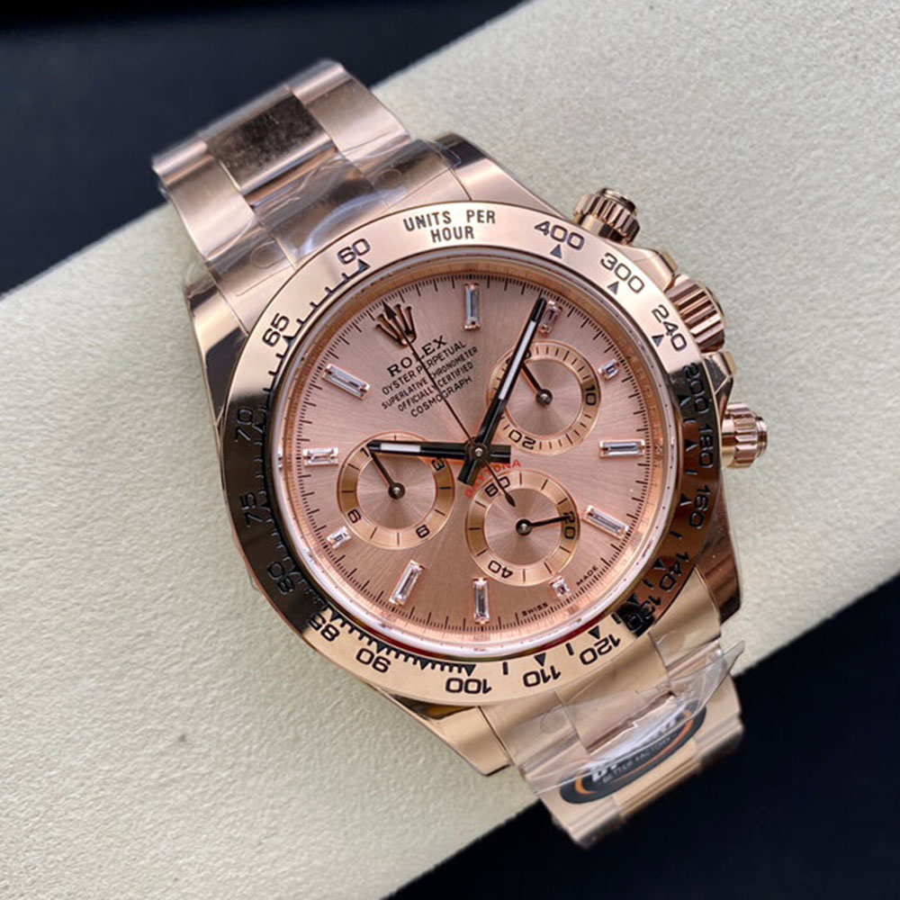 Rolex 1:1 Super Clone Daytona 40mm 116505 Pink Baguette Diamond Dial