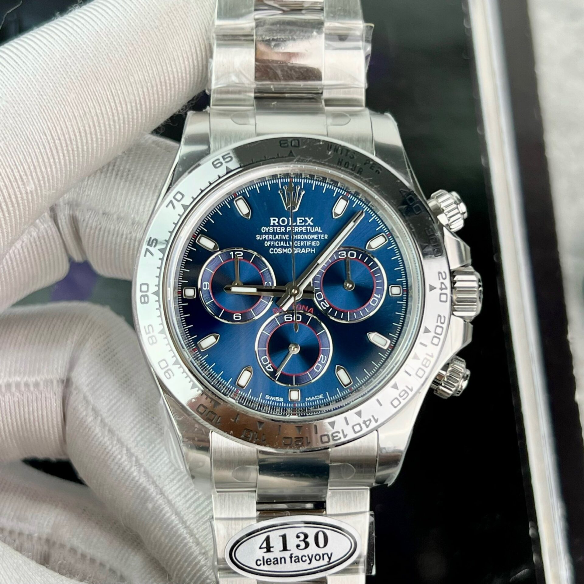 Rolex 1:1 Super Clone Daytona 40mm 116509 White Gold Blue Dial