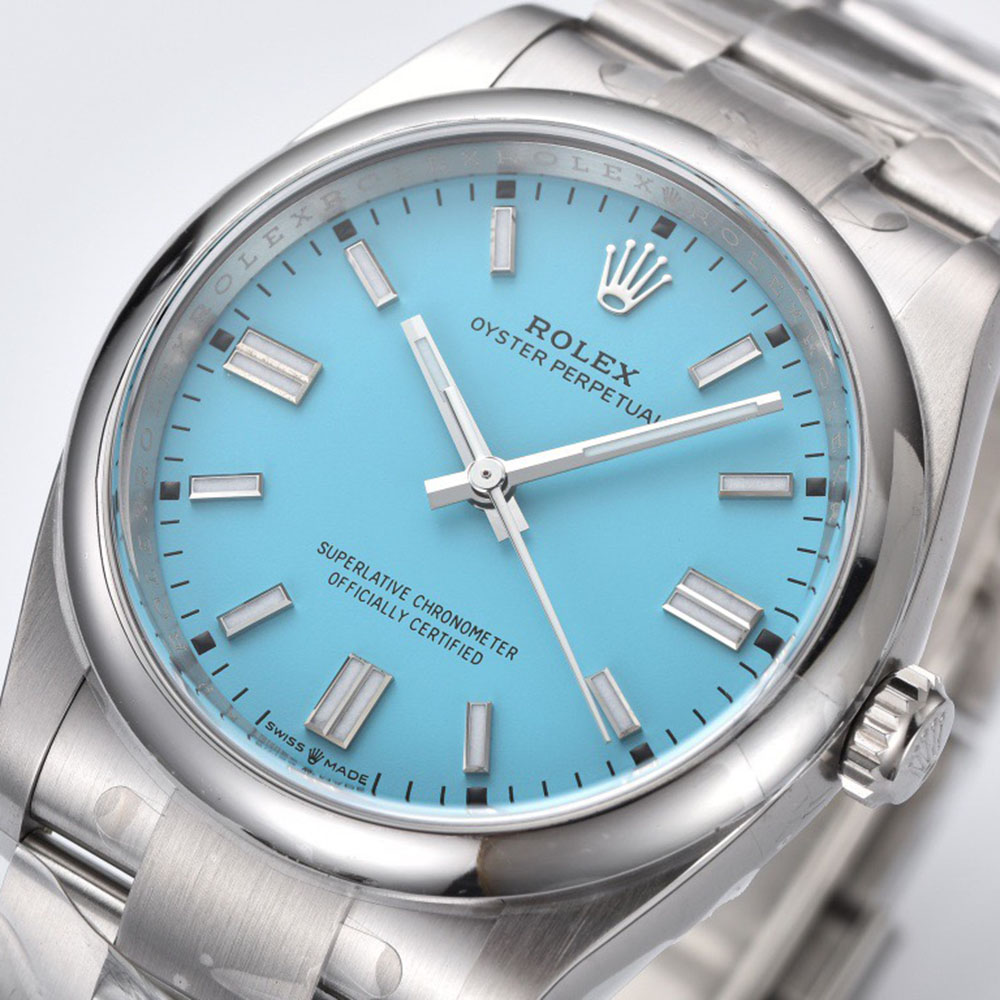 Rolex 1:1 Super Clone Oyster Perpetual Turquoise Blue Dial Domed Bezel 36mm 126000
