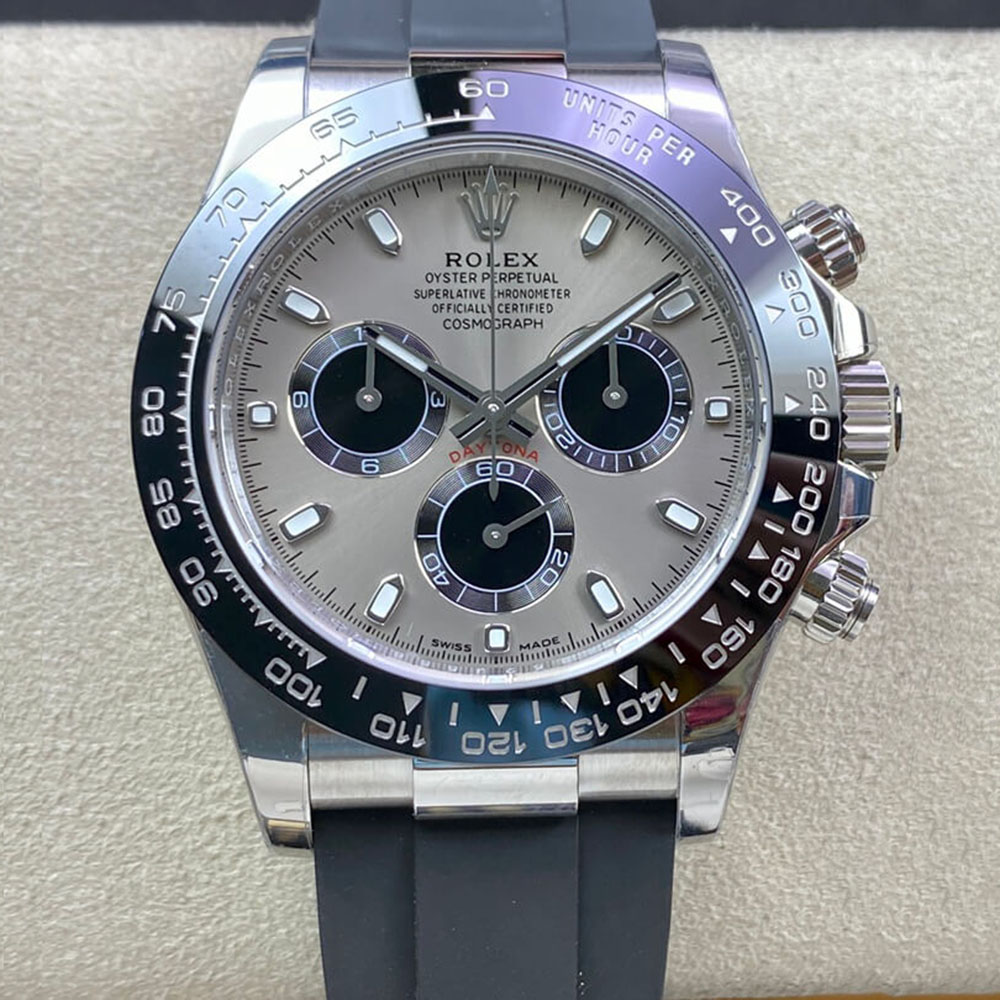 Rolex 1:1 Super Clone Daytona 40mm Oyster Flex 116519LN White Gold Steel Black Dial