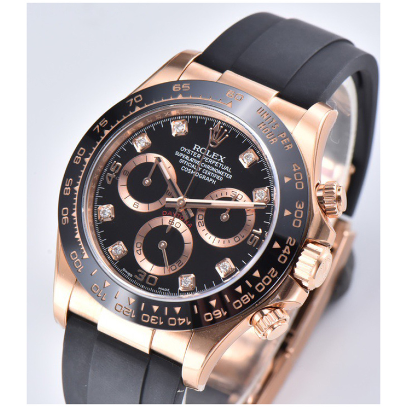 Rolex 1:1 Super Clone Daytona 40mm Oyster Flex 116515LN Black Diamond Dial