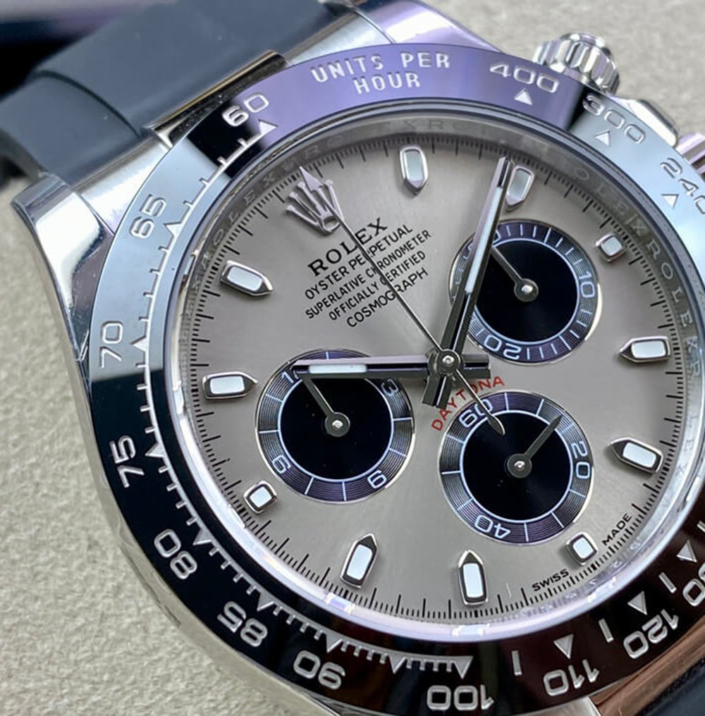 Rolex 1:1 Super Clone Daytona 40mm Oyster Flex 116519LN White Gold Steel Black Dial