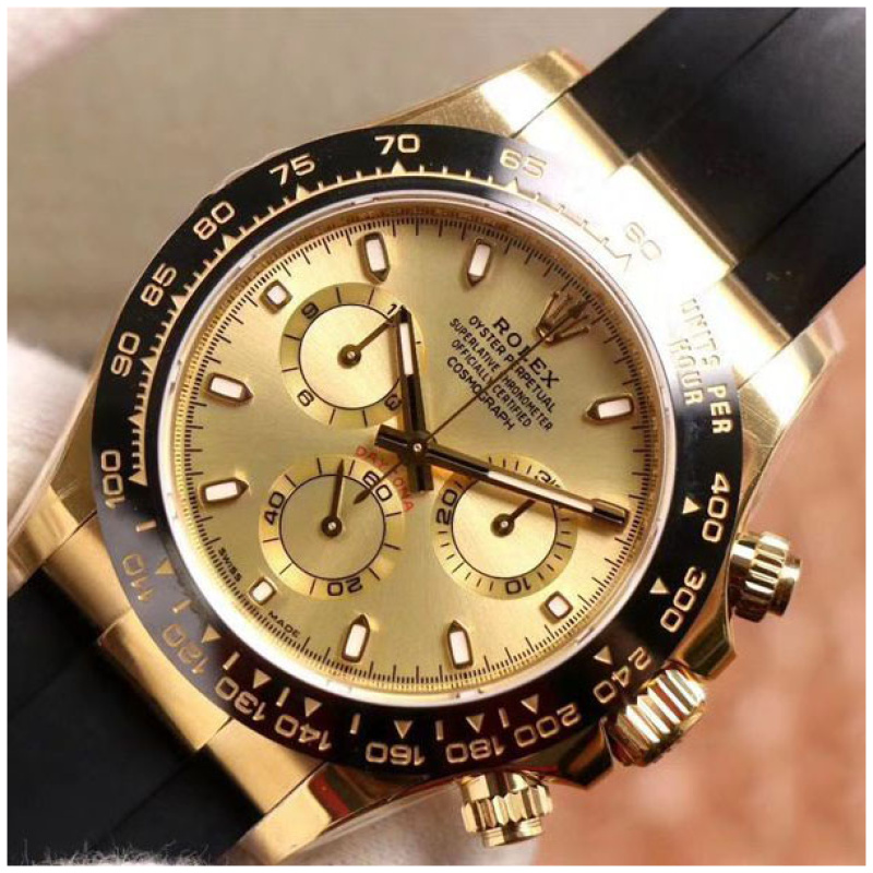 Rolex 1:1 Super Clone Daytona 40mm Oyster Flex 116518LN Champaign Dial