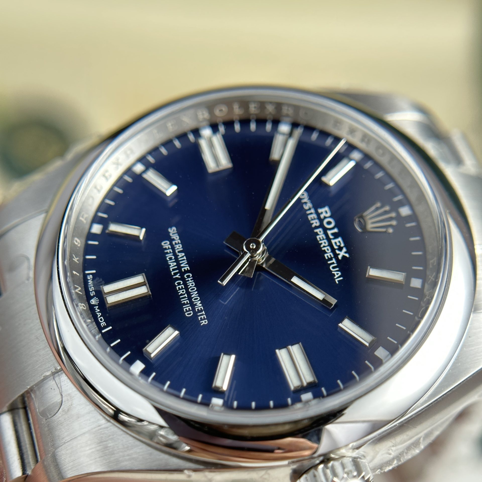 Rolex 1:1 Super Clone Oyster Perpetual Blue Dial Domed Bezel 36mm 126000