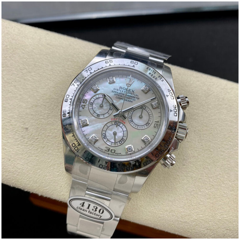 Rolex 1:1 Super Clone Daytona 40mm 116509 White Gold White Mother Of Pearl Diamond Dial
