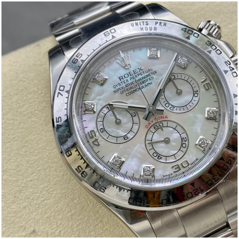 Rolex 1:1 Super Clone Daytona 40mm 116509 White Gold White Mother Of Pearl Diamond Dial
