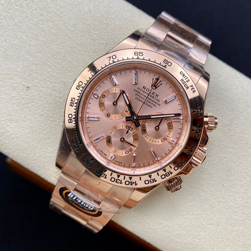 Rolex 1:1 Super Clone Daytona 40mm 116505 Pink Baguette Diamond Dial