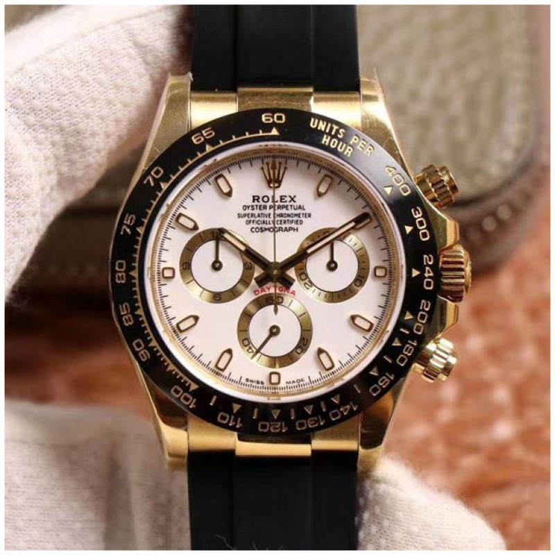 Rolex 1:1 Super Clone Daytona 40mm Oyster Flex 116518LN White Dial