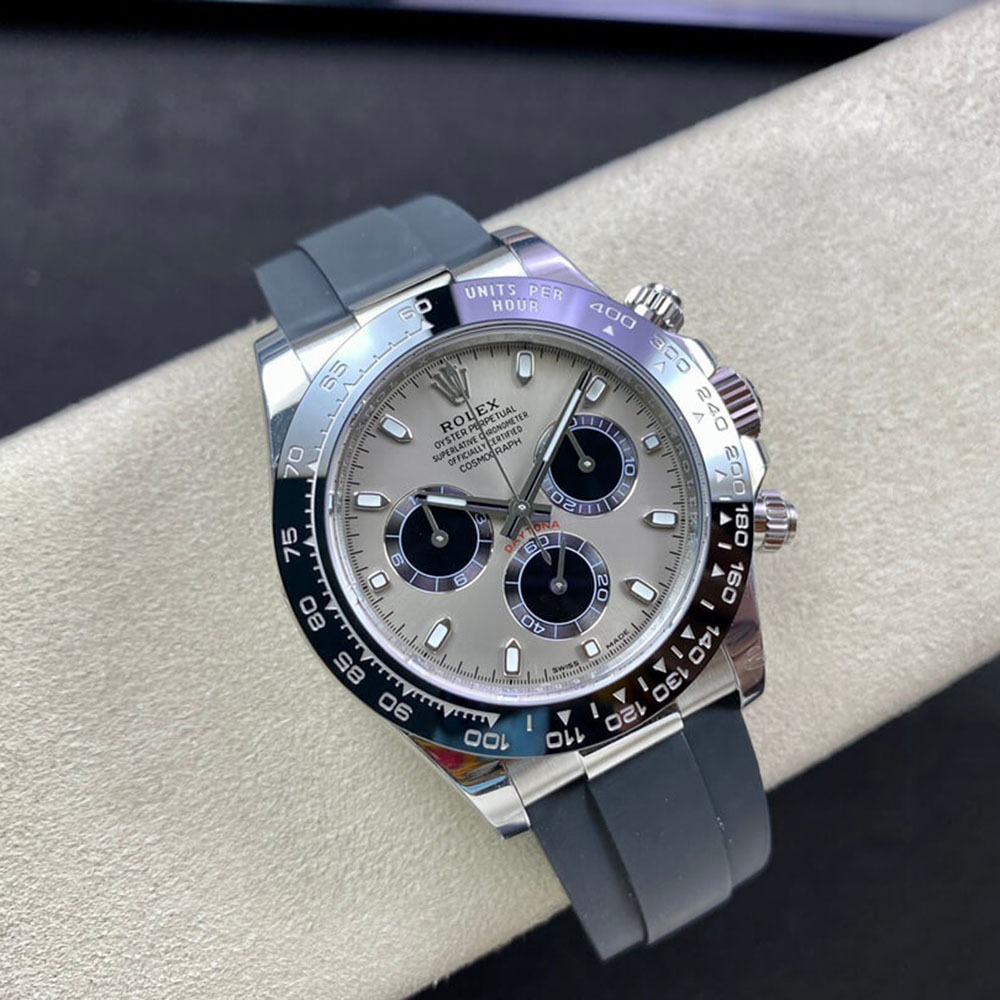 Rolex 1:1 Super Clone Daytona 40mm Oyster Flex 116519LN White Gold Steel Black Dial