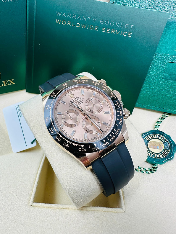 Rolex 1:1 Super Clone Daytona 40mm Oyster Flex 116515LN Pink Baguette Diamond Dial Dial
