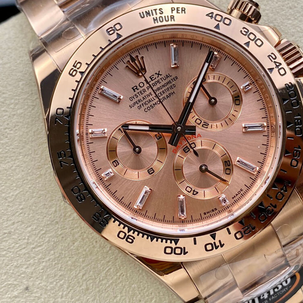 Rolex 1:1 Super Clone Daytona 40mm 116505 Pink Baguette Diamond Dial