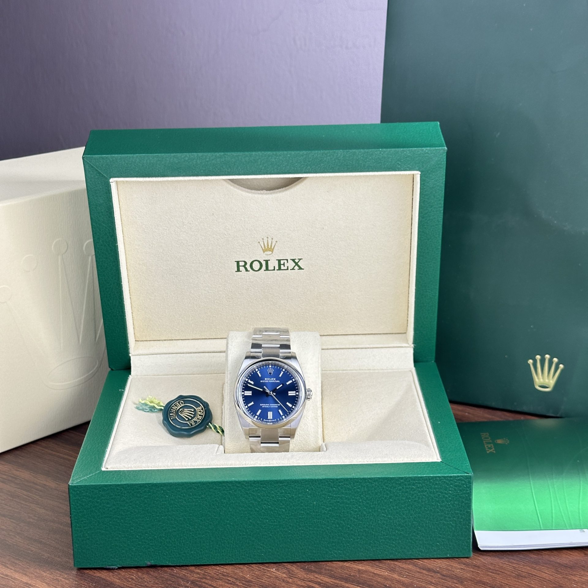 Rolex 1:1 Super Clone Oyster Perpetual Blue Dial Domed Bezel 36mm 126000