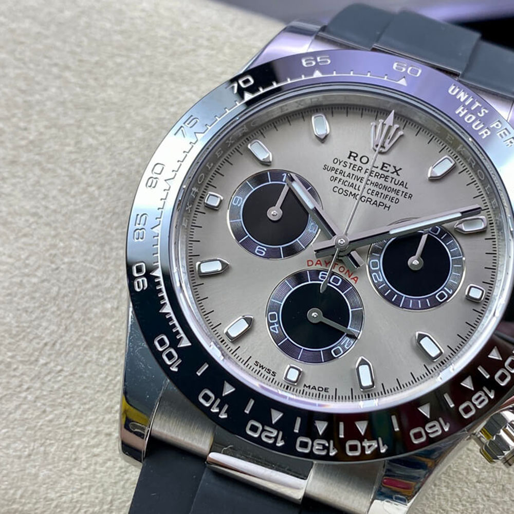 Rolex 1:1 Super Clone Daytona 40mm Oyster Flex 116519LN White Gold Steel Black Dial