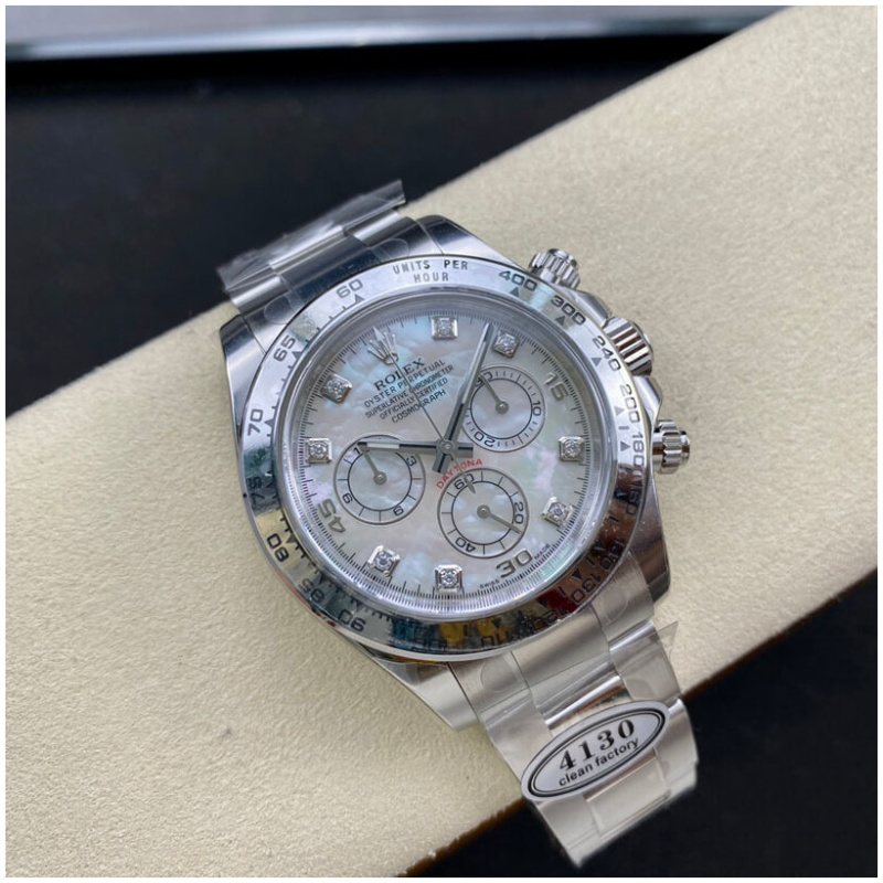Rolex 1:1 Super Clone Daytona 40mm 116509 White Gold White Mother Of Pearl Diamond Dial
