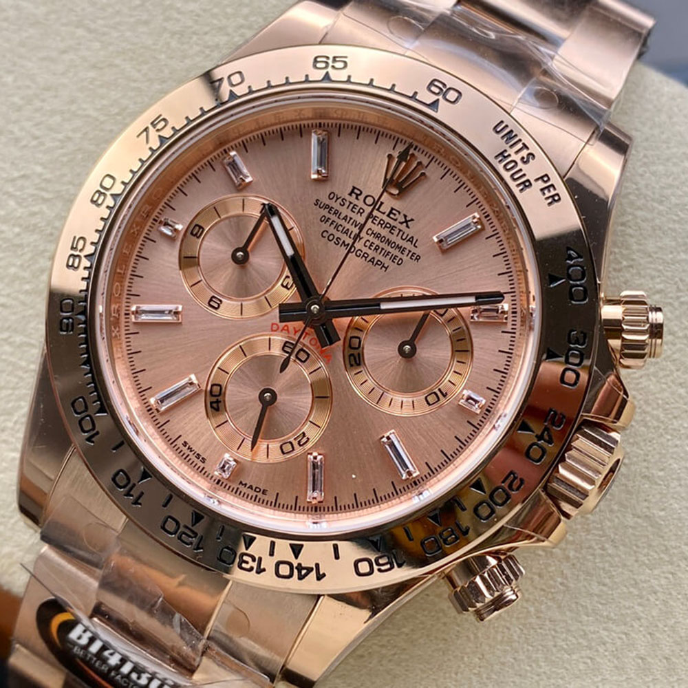 Rolex 1:1 Super Clone Daytona 40mm 116505 Pink Baguette Diamond Dial