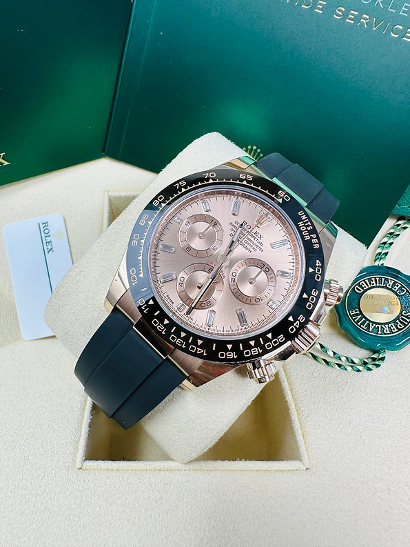 Rolex 1:1 Super Clone Daytona 40mm Oyster Flex 116515LN Pink Baguette Diamond Dial Dial