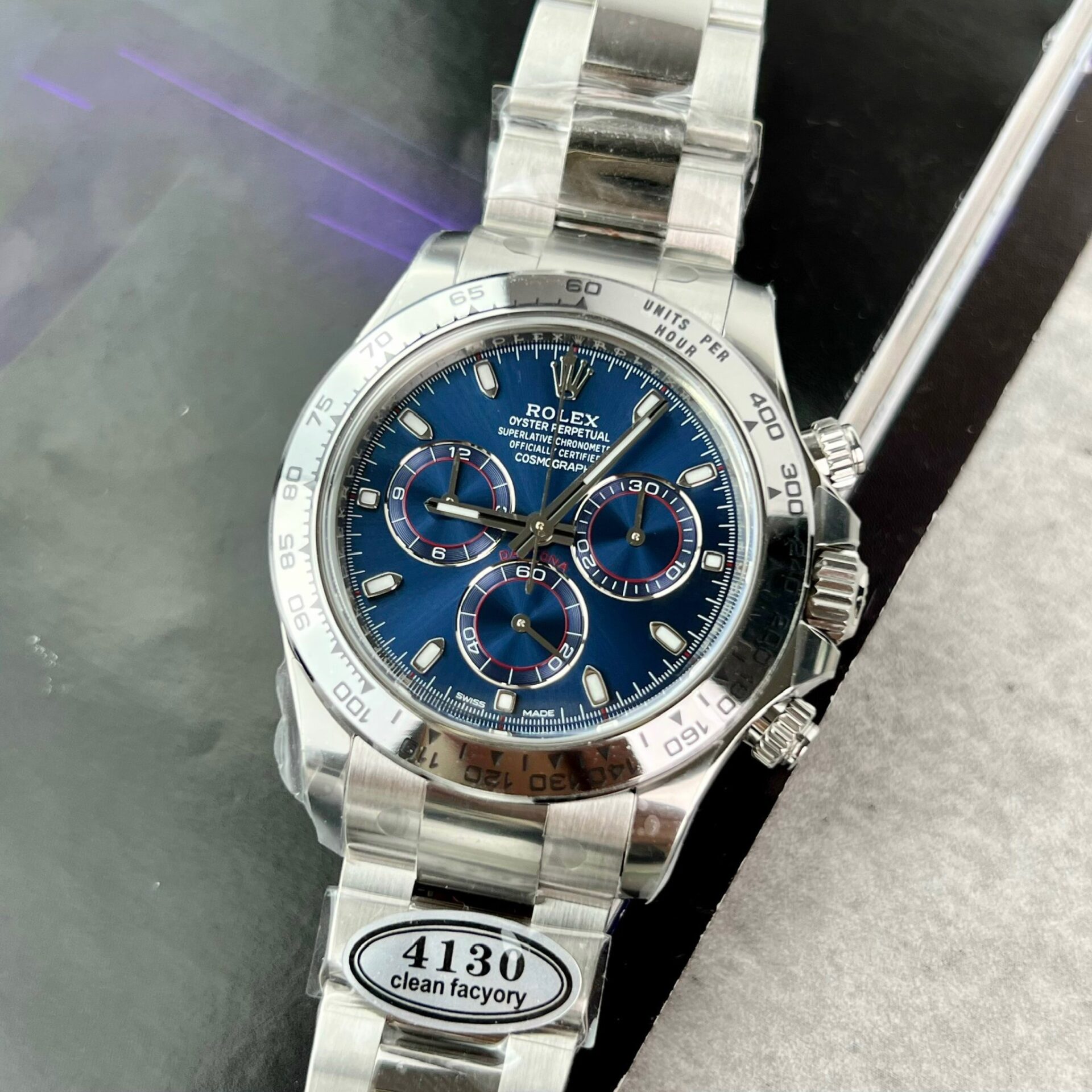 Rolex 1:1 Super Clone Daytona 40mm 116509 White Gold Blue Dial