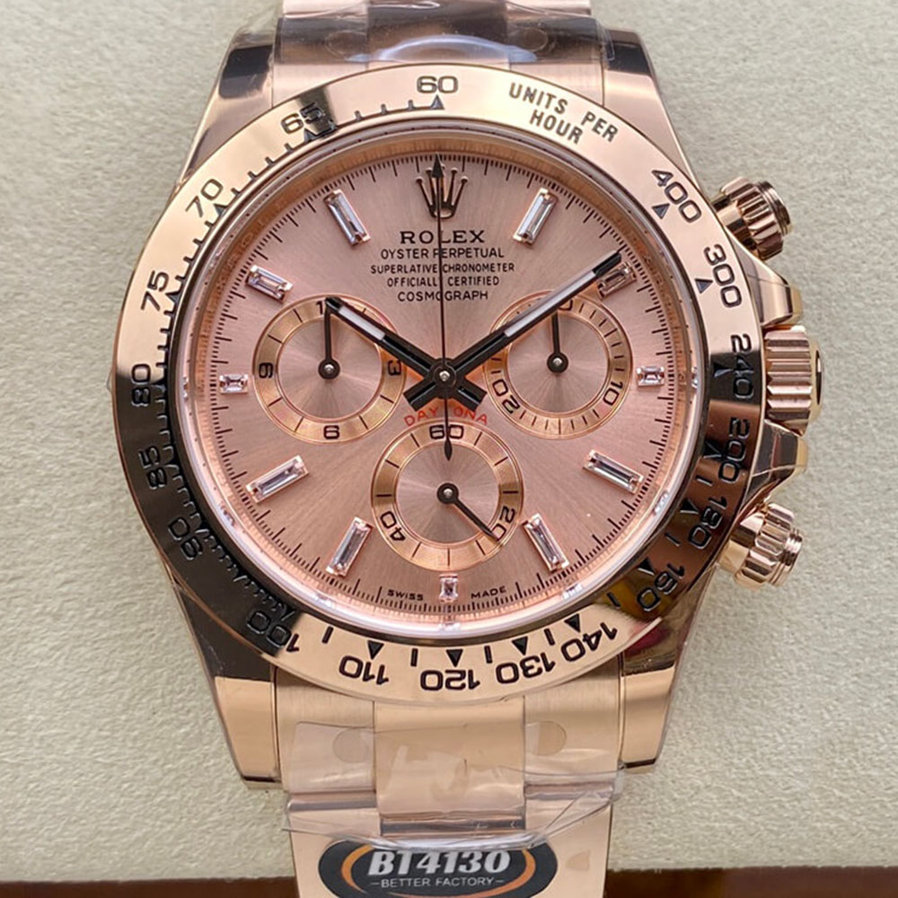 Rolex 1:1 Super Clone Daytona 40mm 116505 Pink Baguette Diamond Dial