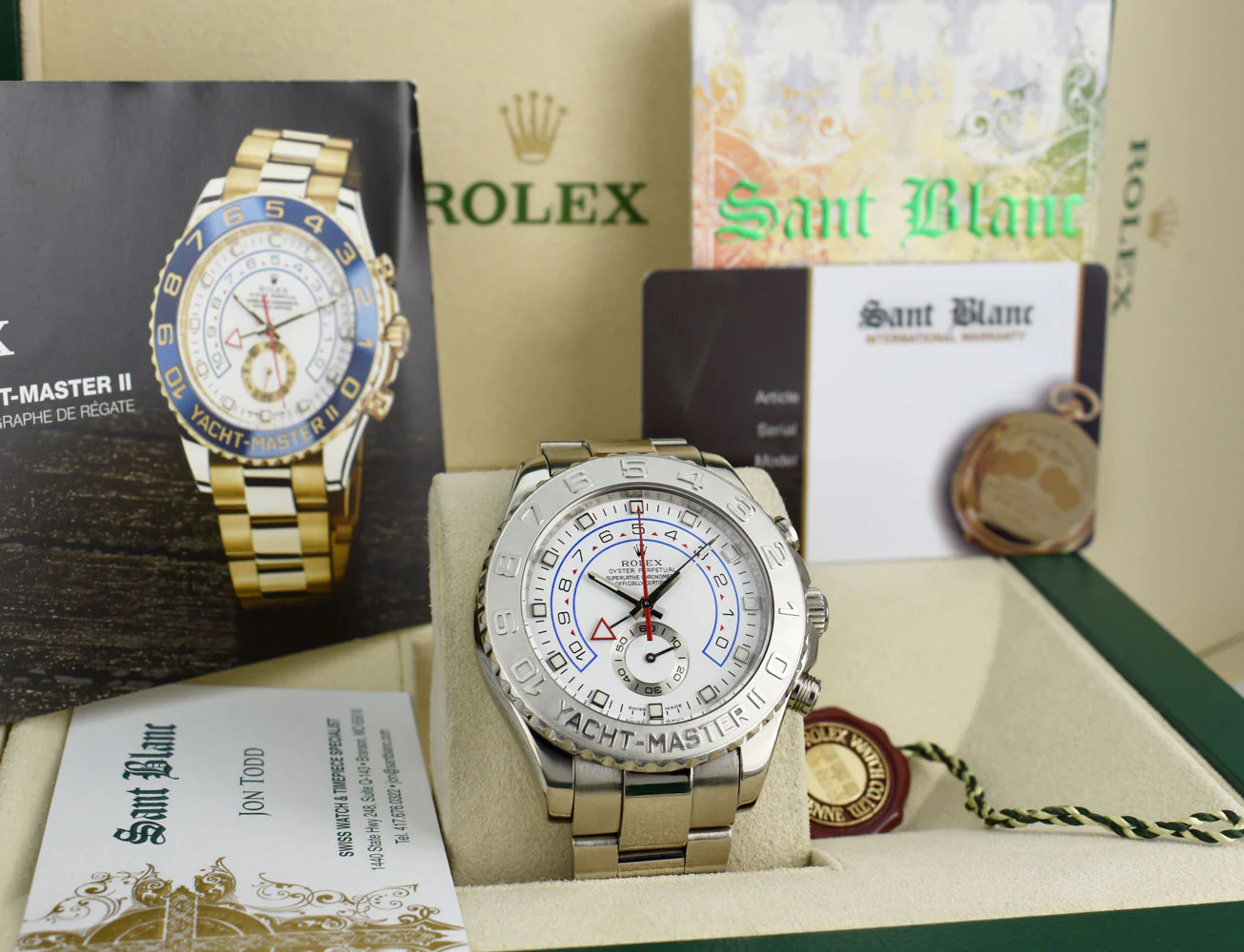 Rolex 1:1 Super Clone Yacht-Master II 44mm White Gold 116689 White Dial