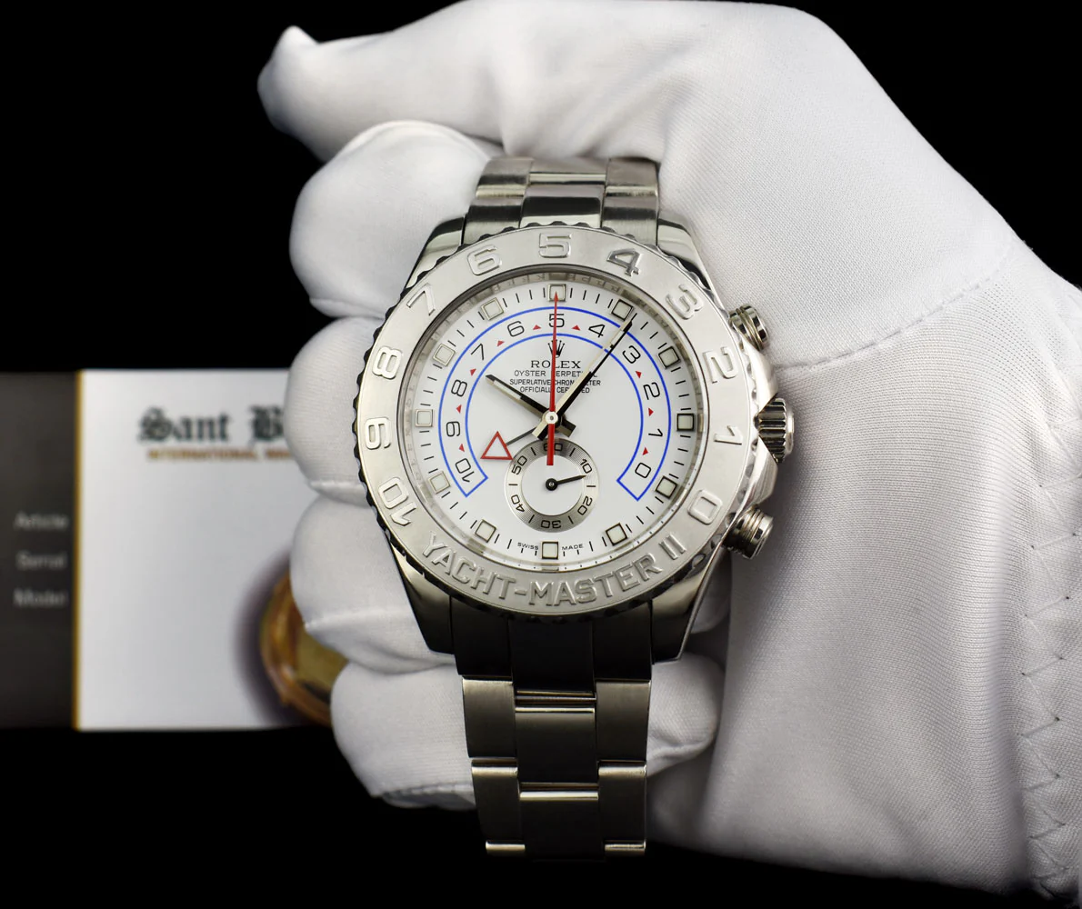 Rolex 1:1 Super Clone Yacht-Master II 44mm White Gold 116689 White Dial