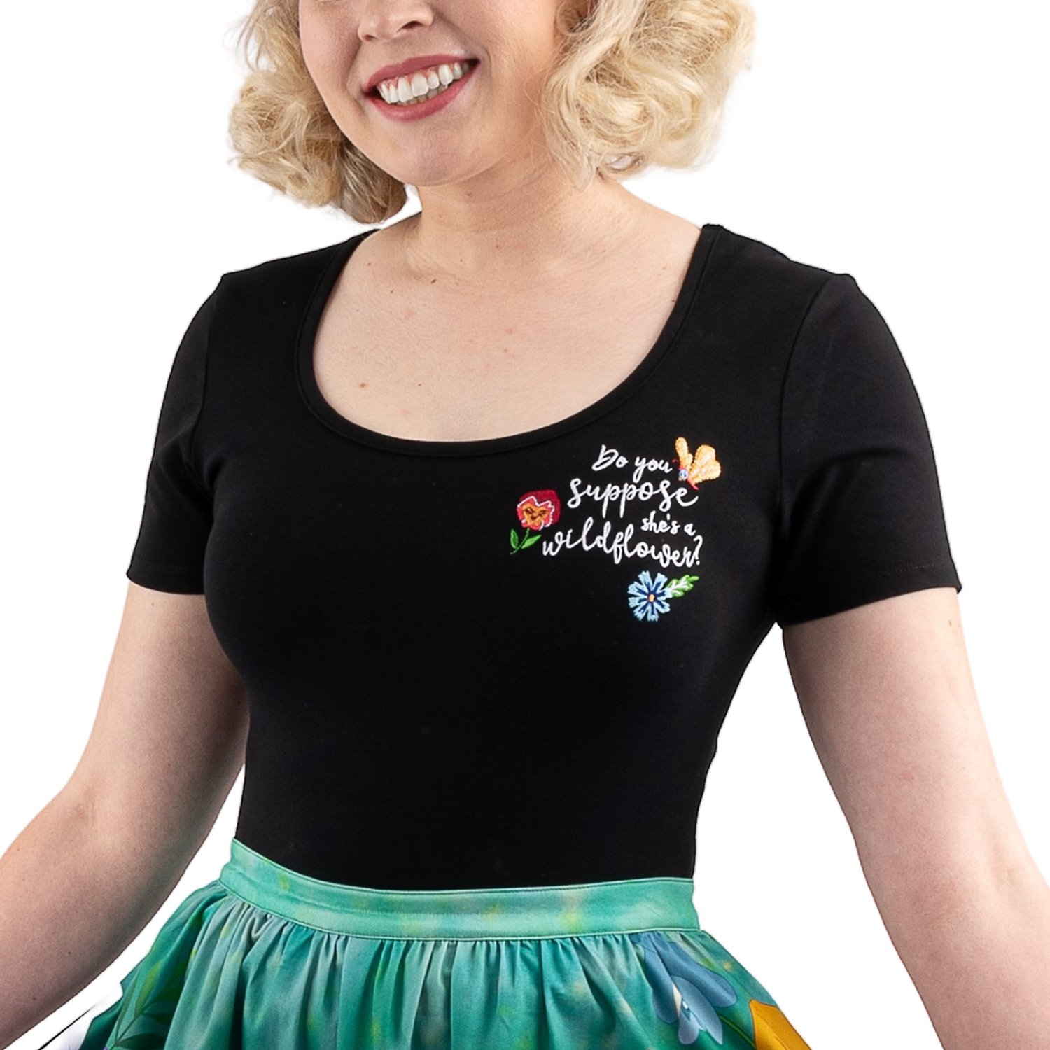 Disney Stitch Shoppe Alice in Wonderland  Kelly  Embroidered Fashion Top