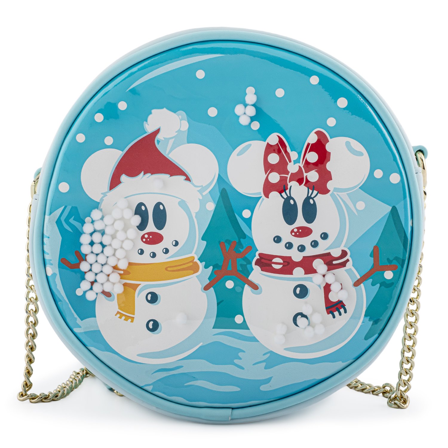 Disney Snowman Mickey and Minnie Mouse Snow Globe Crossbody Bag