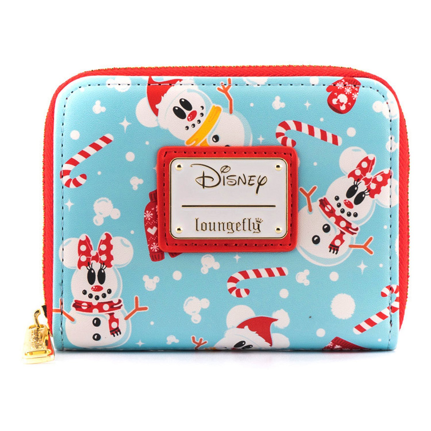 Disney Snowman Mickey and Minnie Mouse Zip Around Wallet