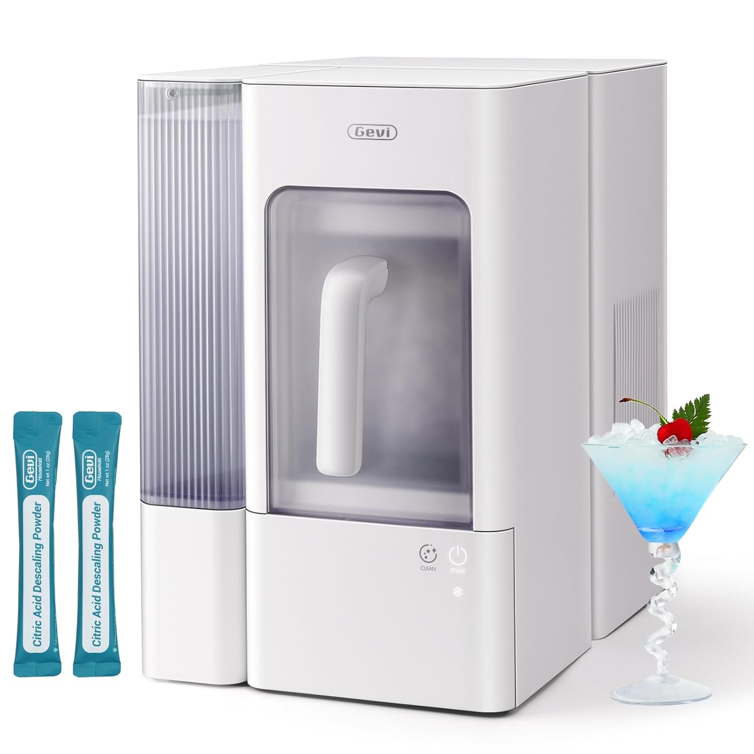 Adella Gemi Nugget Ice Maker Countertop with 1 Gallon Side Tank,Chewable Ice Machine with Portable Ice Basket, 40 lbs in 24 Hours, Pellet Ice Machine with Self-Cleaning for Home Party