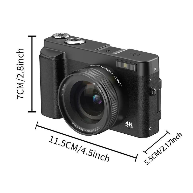 4K Video Recording Digital Camera, 48MP Auto Focus Pixel Digital Camera with 16X Digital Zoom, Entry Level Camera with 32G Memory Card for Beginners, High Definition Camera, Portable Vlogging Camera