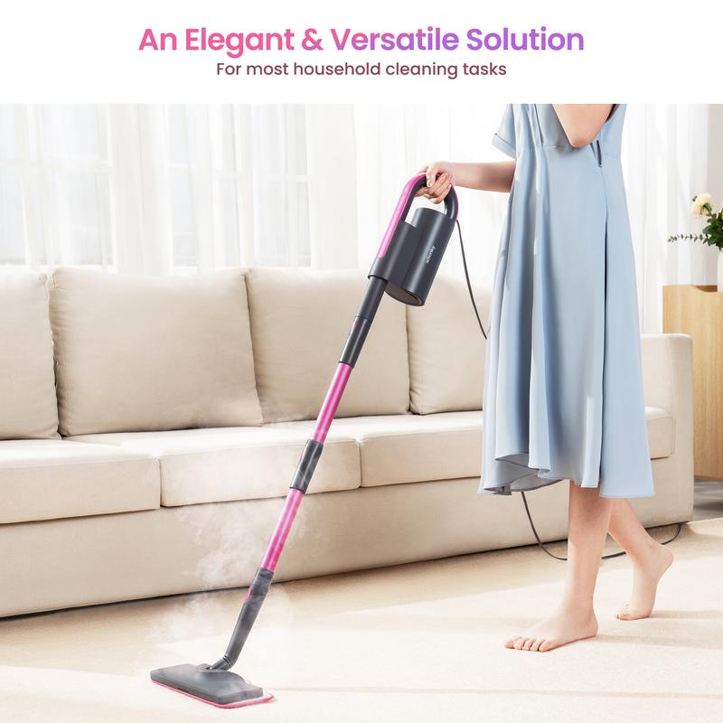 Schenley 7-in-1 Steam Mop Dual-Rod Design with Detachable Handheld Steamer for Walls, Grouts, Floors, Tiles, includes Multi-purpose Accessories