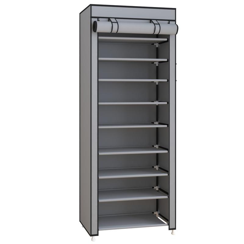 UDEAR 10 Tier Shoe Rack 9 Grids with Dustproof Cover Shoe Shelf Storage Organizer