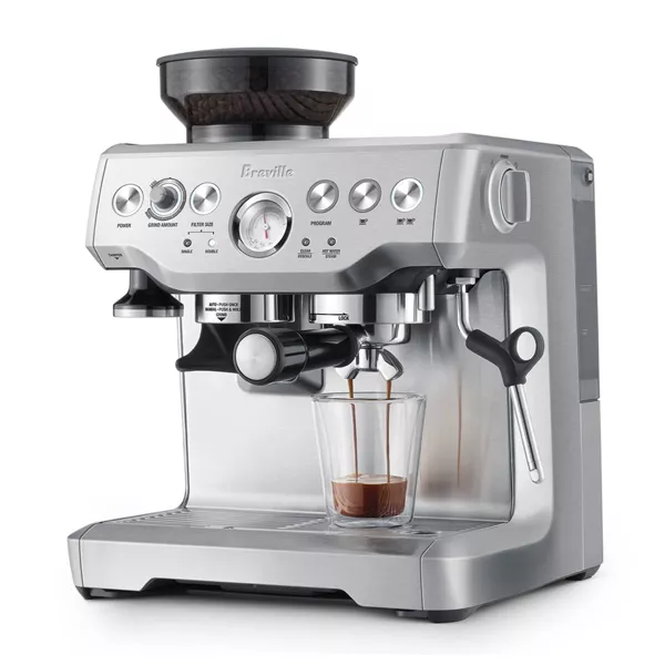 Breville Stainless Steel Barista Express Espresso Machine Light Silver BES870XL: 15 Bars Pressure, Milk Frother, Grinder