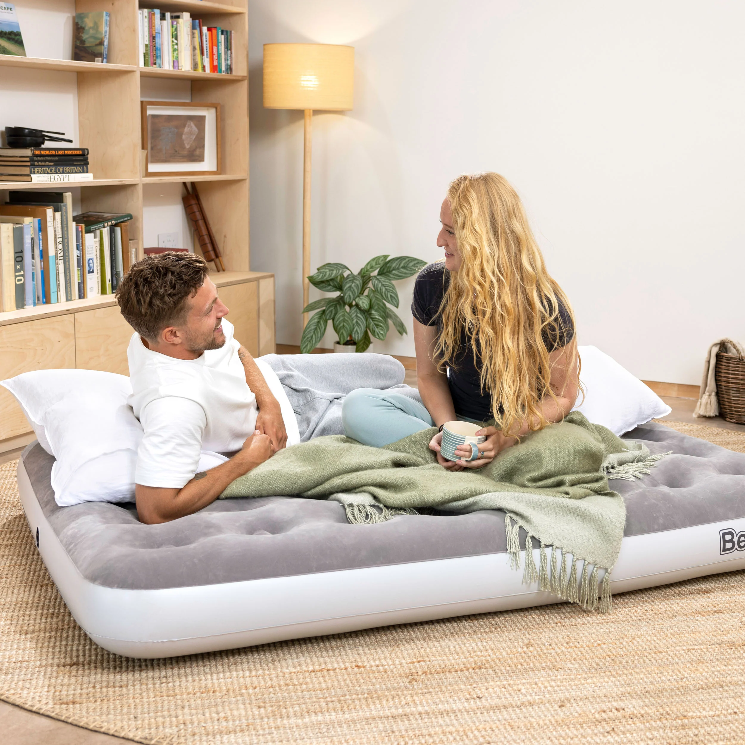 Double Flocked Jr Airbed with Electric AC Pump