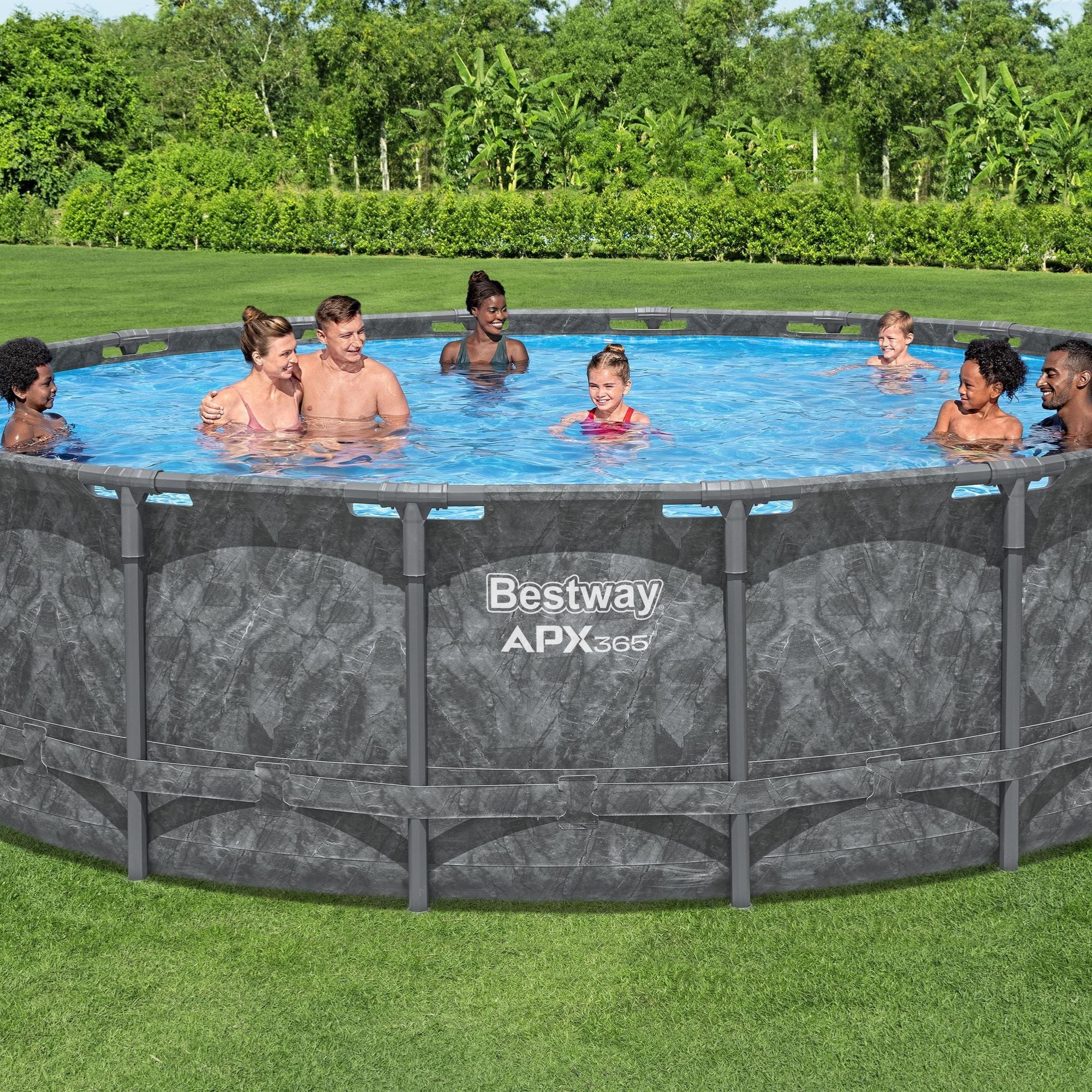 18ft x 52in Grey Round APX 365 Above Ground Pool Set