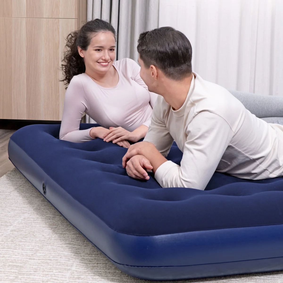 King Flocked Airbed Inflatable Air Mattress