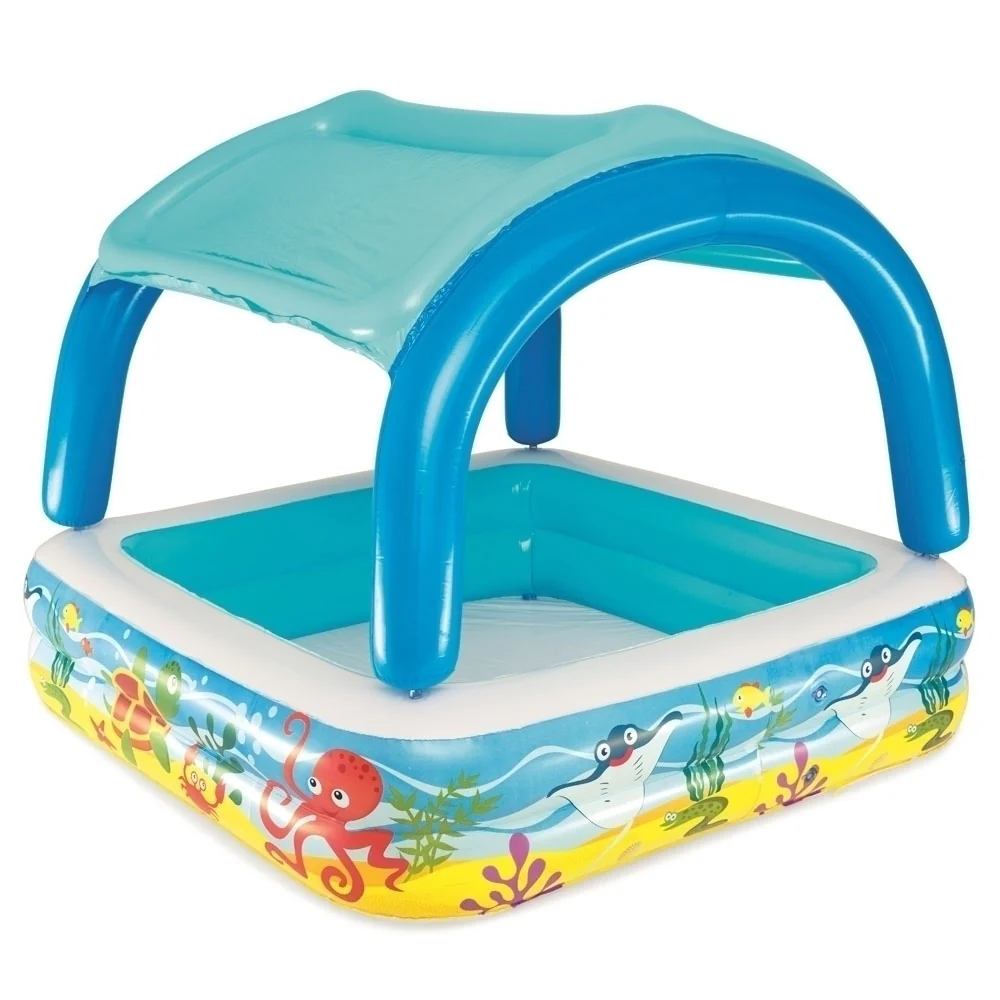 Kids Inflatable Paddling Pool, with Canopy - 58
