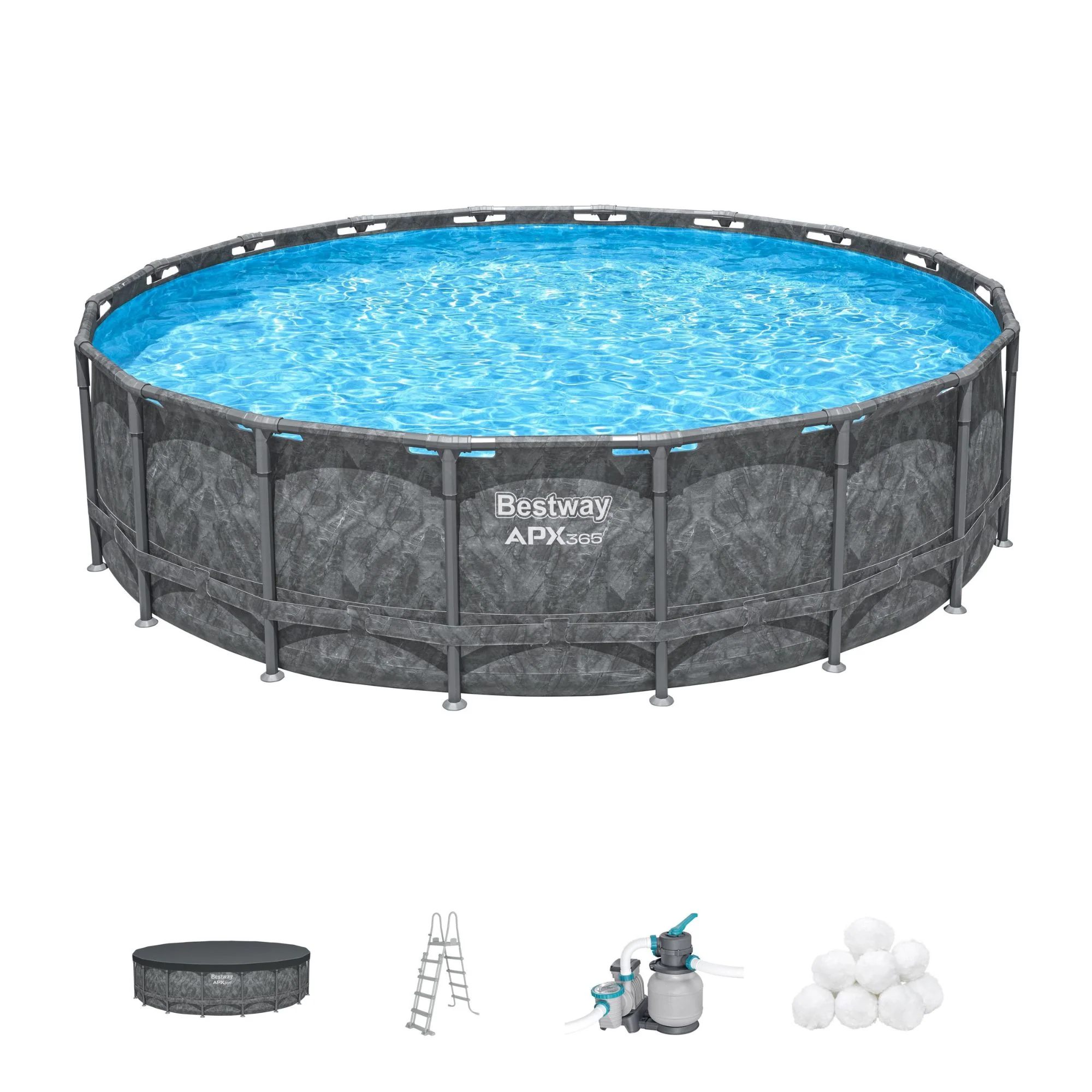 18ft x 52in Grey Round APX 365 Above Ground Pool Set