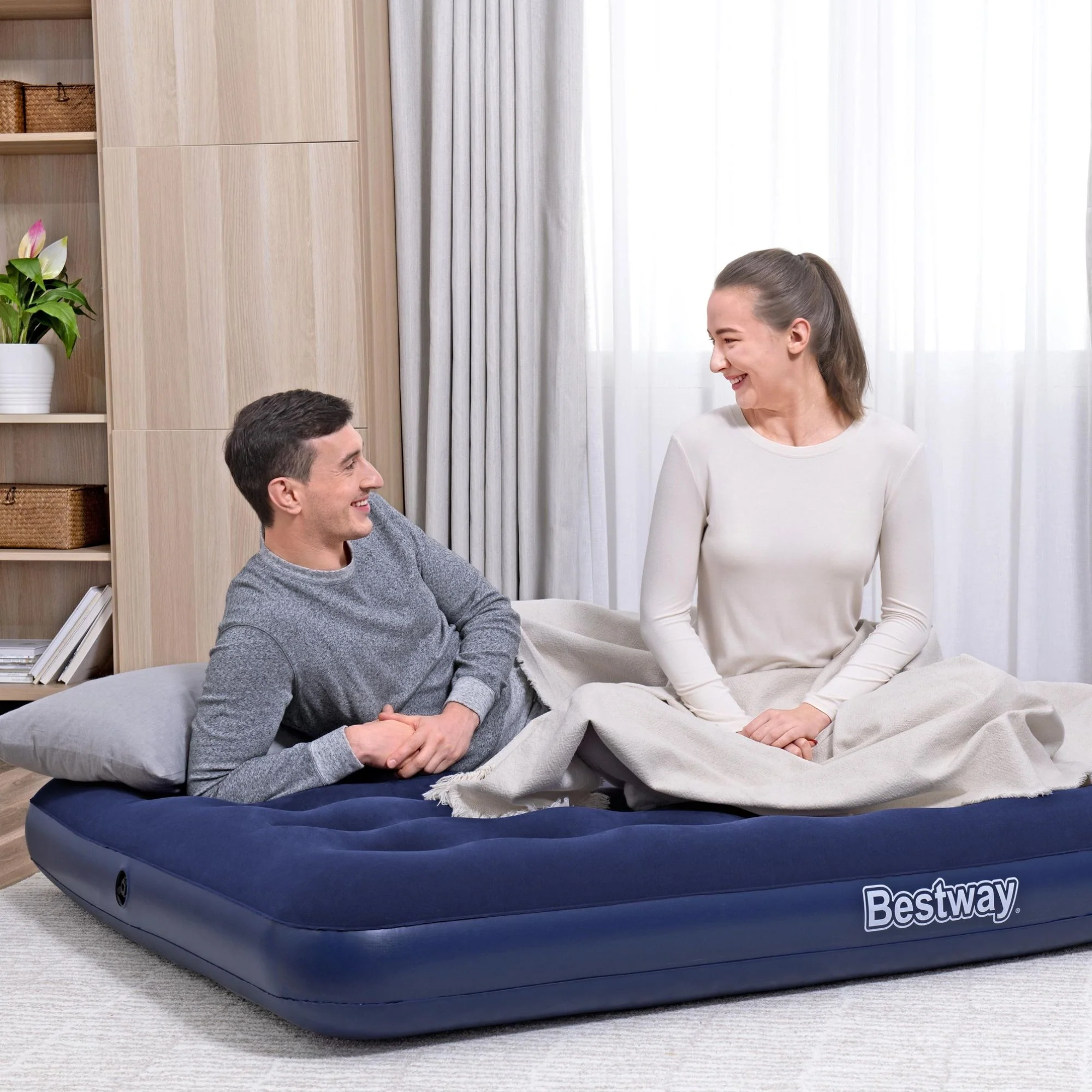 Double Flocked Airbed with Electric Air Pump