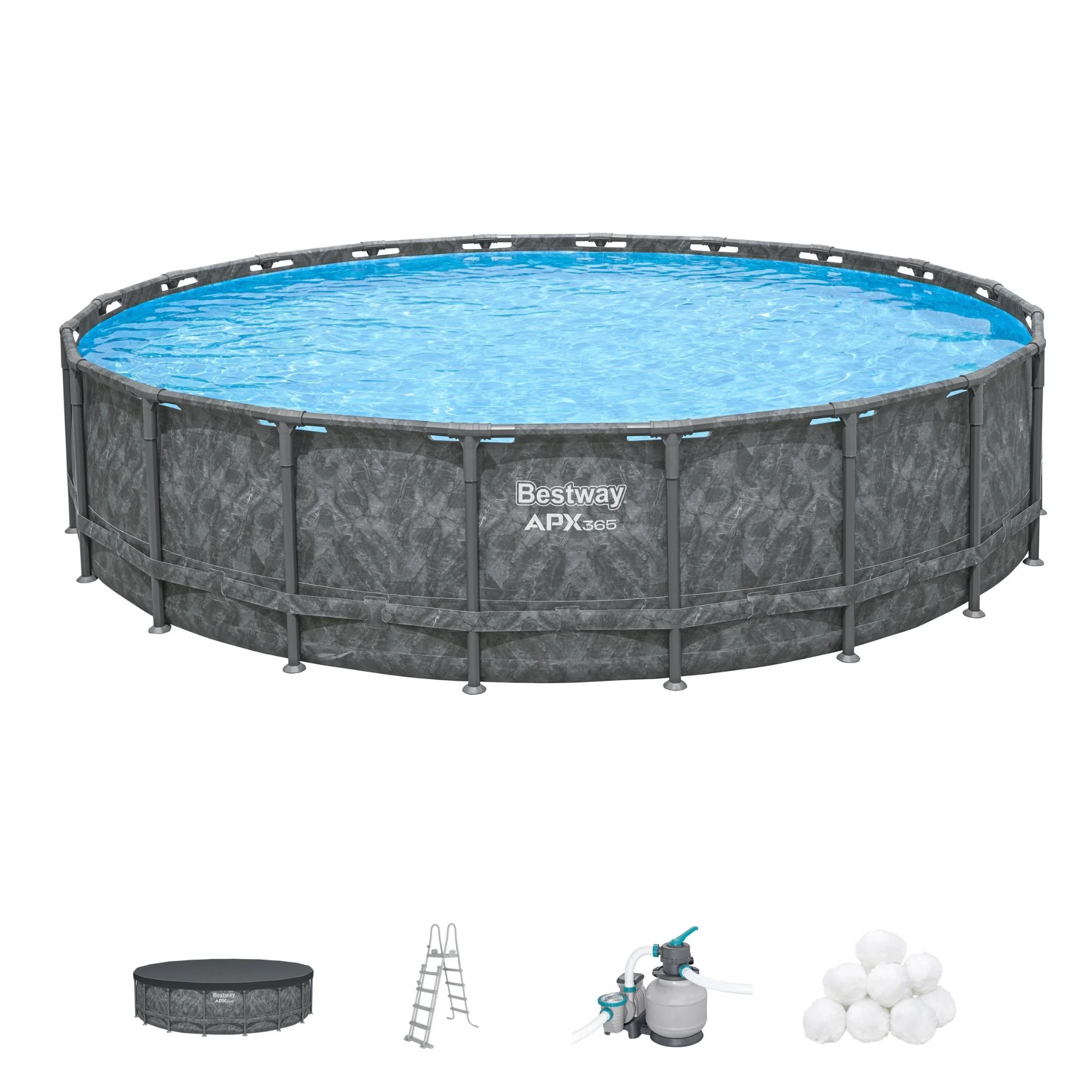 20ft x 52in Grey Round APX 365 Above Ground Pool Set