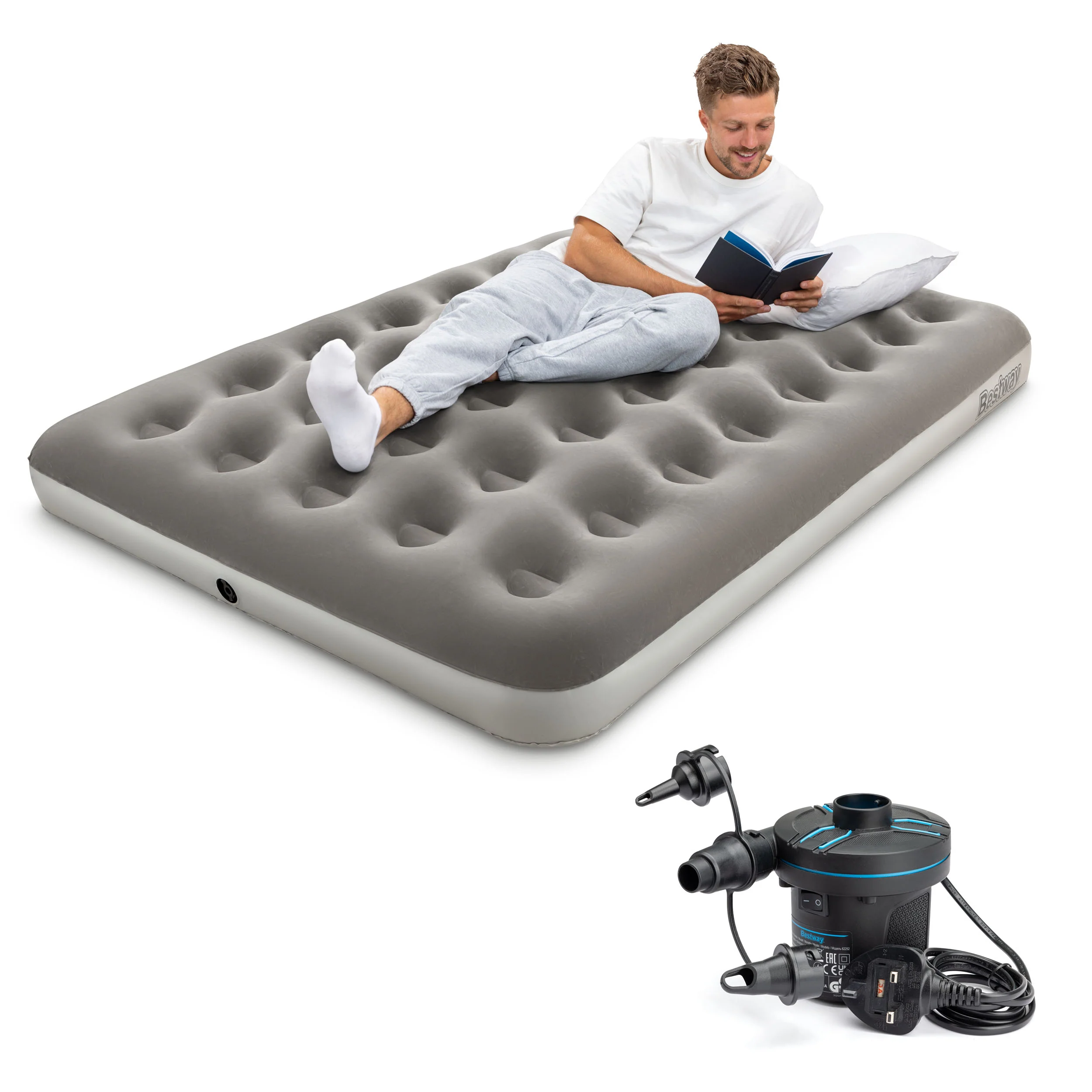 Double Flocked Jr Airbed with Electric AC Pump