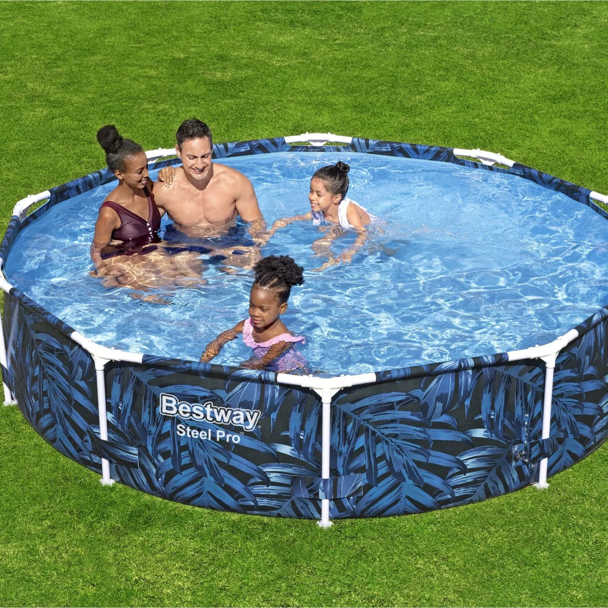 10ft x 26in Leaf Print Round Steel Pro Above Ground Pool