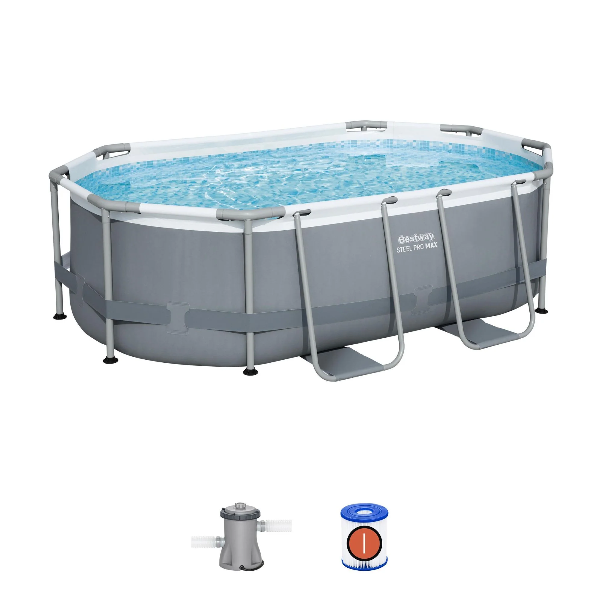 10ft x 33in Dark Grey Oval Steel Pro MAX Above Ground Pool Set
