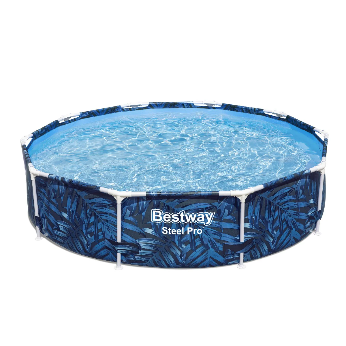 10ft x 26in Leaf Print Round Steel Pro Above Ground Pool