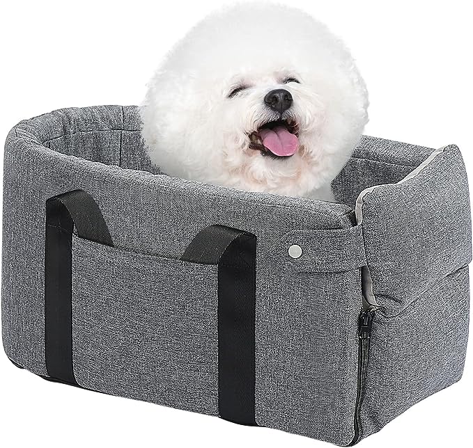 Cathpetic Dog Car Seat Pet Supplies - Travel Bags for Dogs Cats Portable Console Dog Car Seat Washable Dog Cat Booster Seat on Car Armrest Included Safety Tethers Perfect Car Seat for Dogs Cats