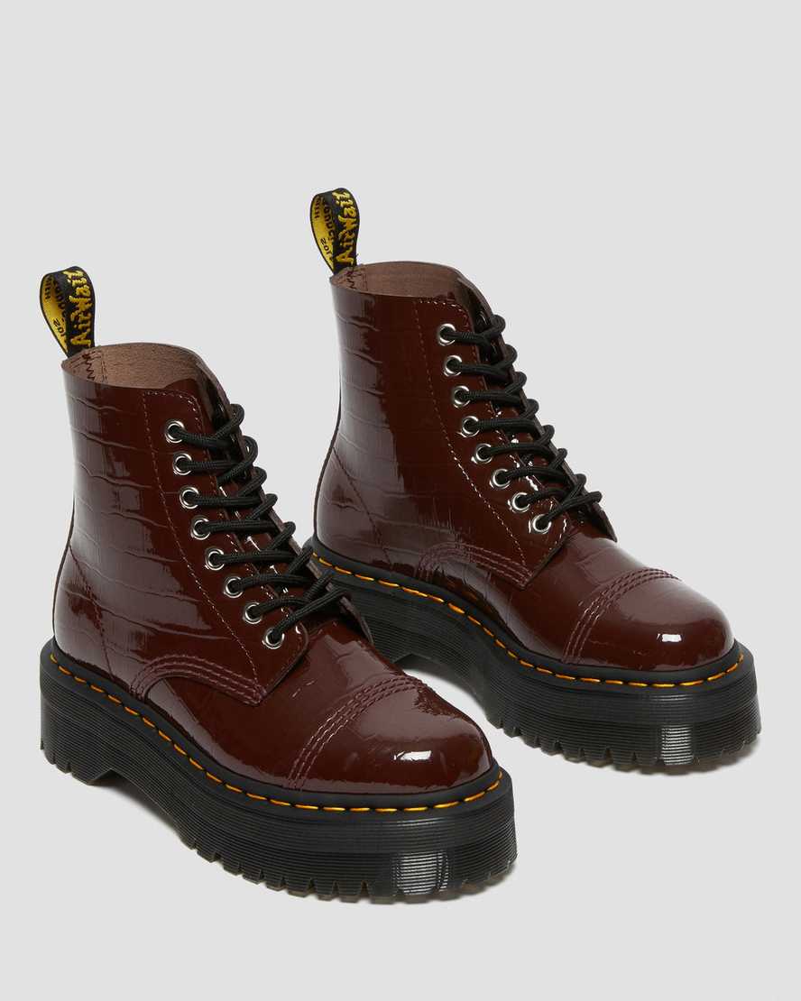 SINCLAIR PATENT CROC EMBOSS PLATFORM BOOTS