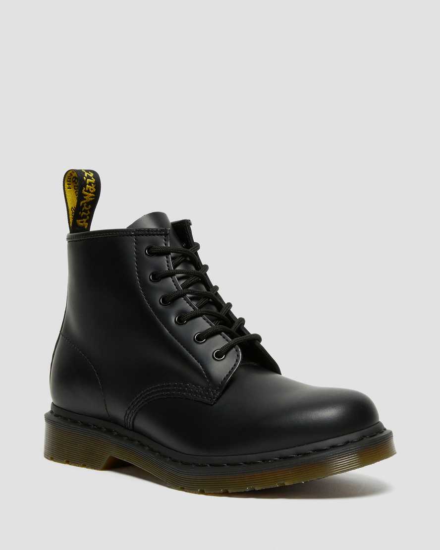 101 Black Stitch Smooth Leather Ankle Boots