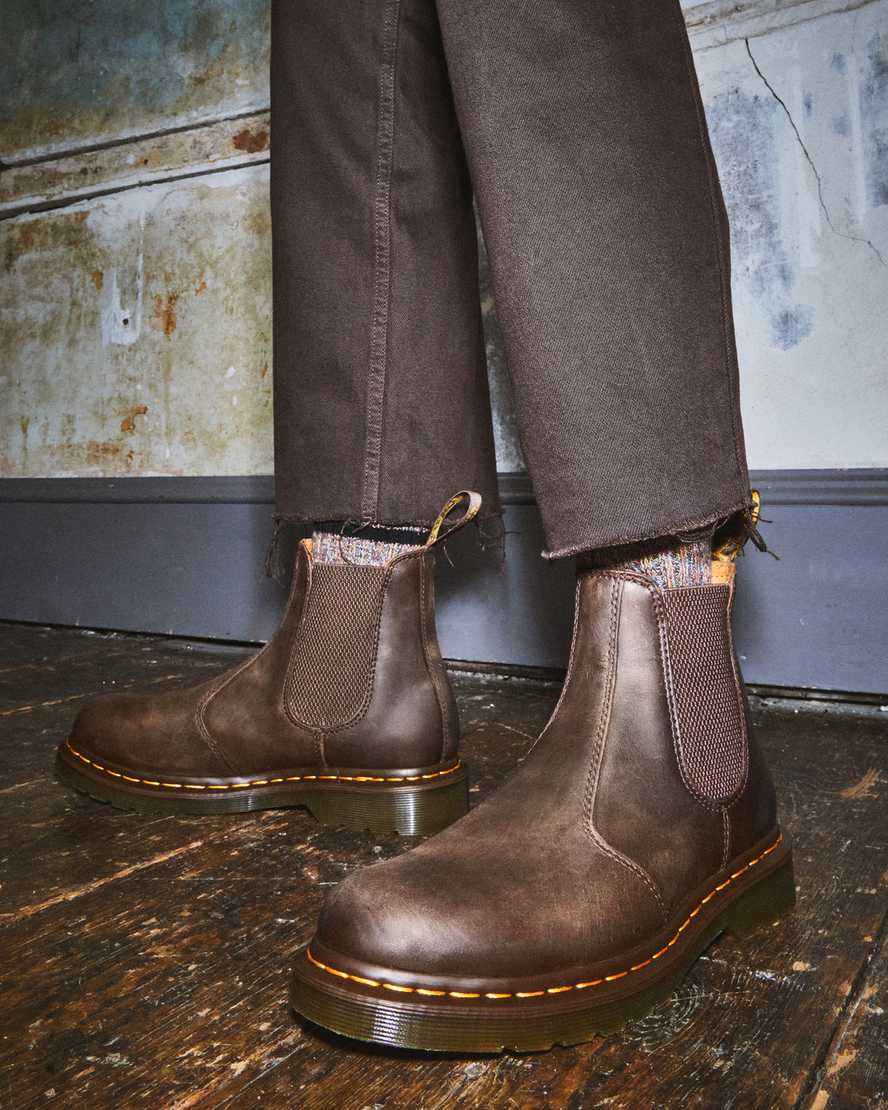 2976 Yellow Stitch Crazy Horse Leather Chelsea Boots