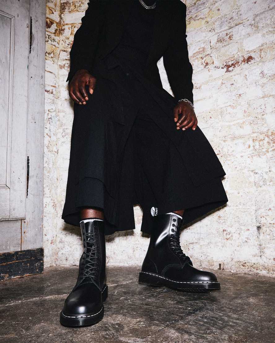 1490 White Stitch Leather Boots